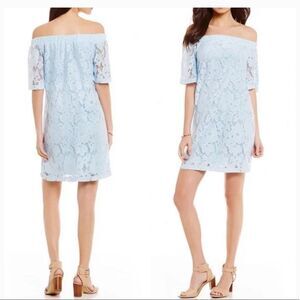 DONNA Morgan Lace Off The Shoulder Shift Dress